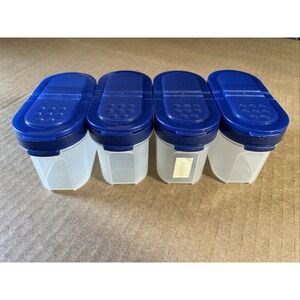 4 Tupperware # 1843 Modular Mates Spice Shaker Container‎ Small Dark Blue
